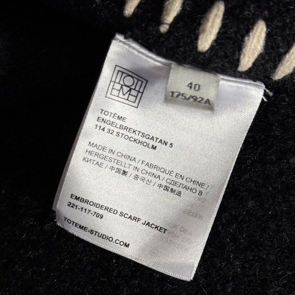 TOTEME Embroidered Scarf Jacket, Size 40 - Picture 13 of 15